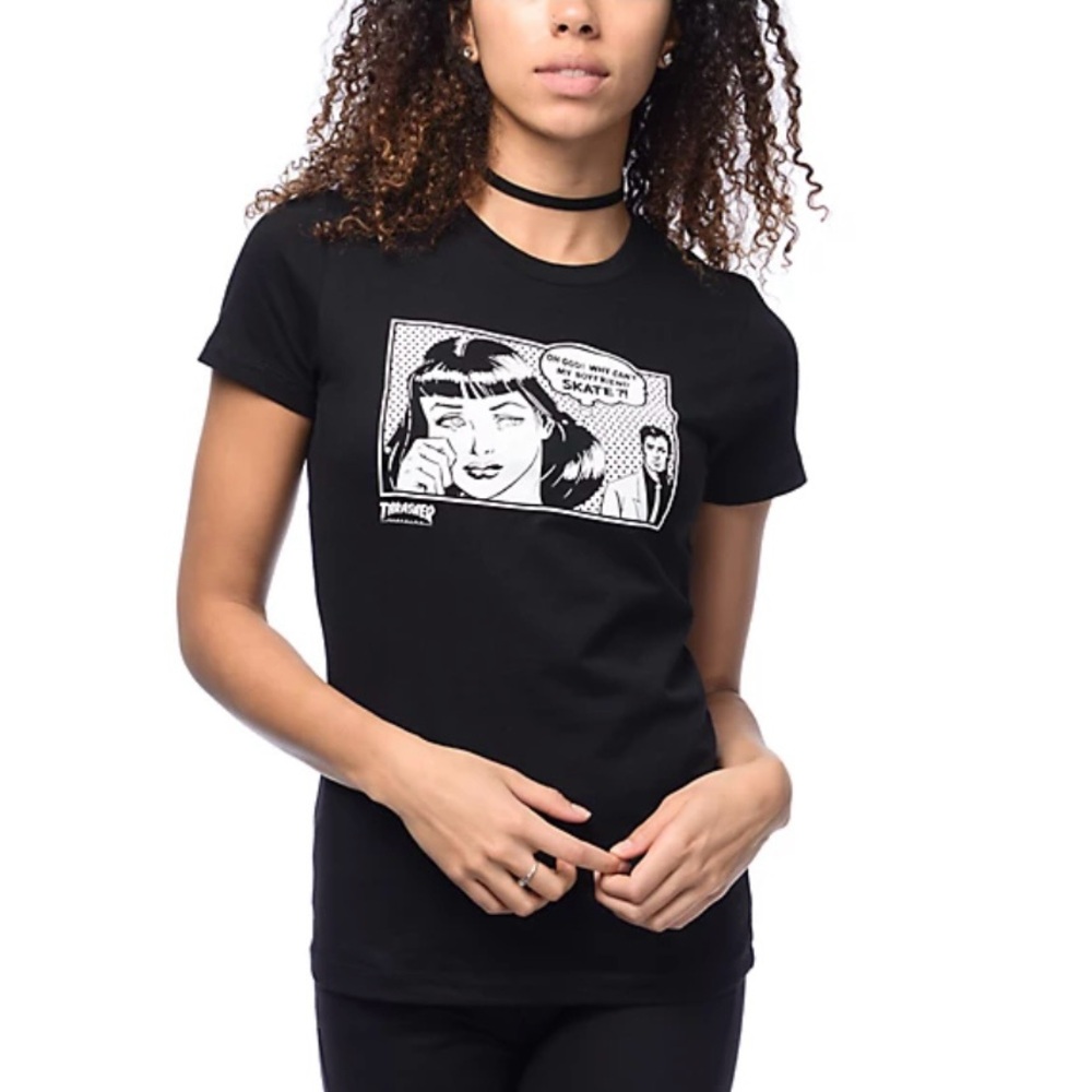 Thrasher Boyfriend Black T-Shirt ‘Oh God Why Can’t‎ My Boyfriend Skate’ Medium